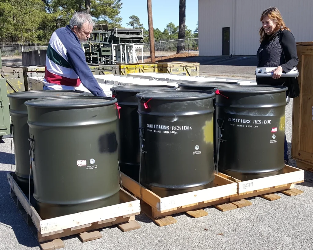 Inspecting munitions waste at Charleston Air Force Base, South Carolina